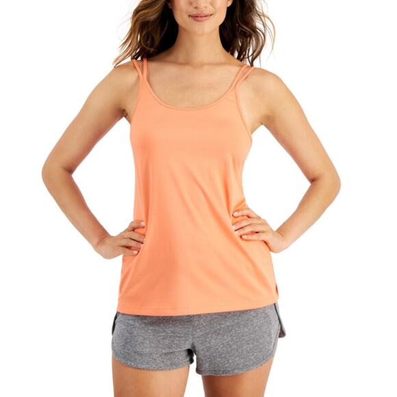 ID IDEOLOGY Women's Strappy Workout Tank Top Large Peach Orange Tech Knit NWT - Picture 1 of 10